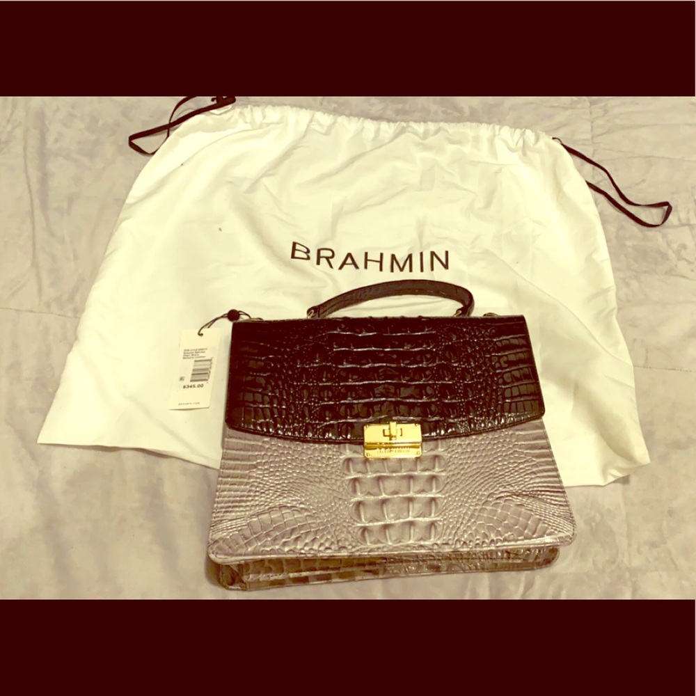 Brahmin Simone satchel croc leather bag
